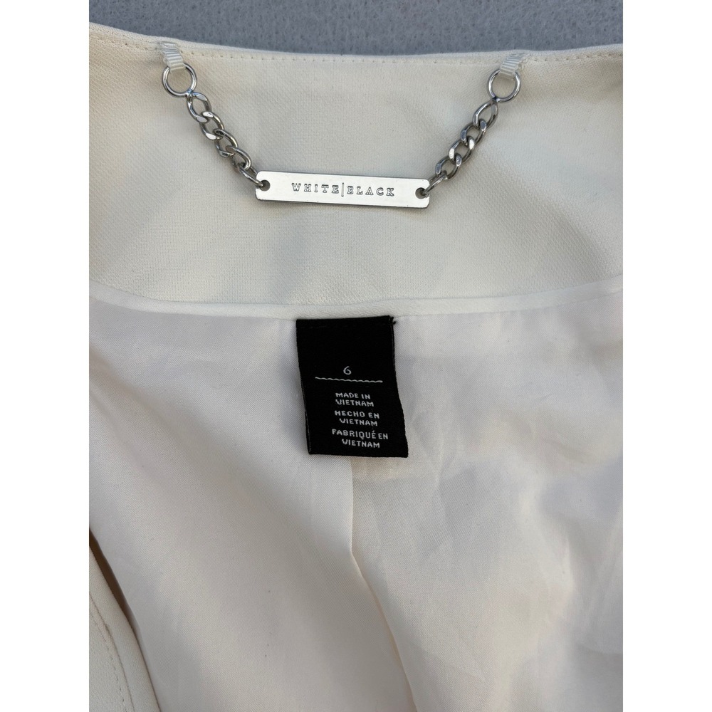 White House Black Market Cream Open Front Collarless Blazer Jacket Size 6 - Picture 3 of 8